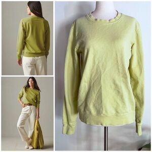 American Giant Made in USA Lightweight Lime Yellow Cotton Crewneck Sweatshirt S 